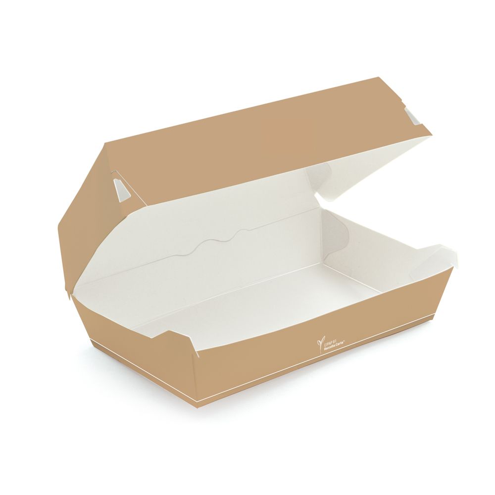 FRANZ MENSCH 300 Stück NATUREStar Bio Sandwich-Boxen Carta – Pappe Mit PE-Beschichtung – Fettdicht, 2000 Ml, 22 X 13,5 X 8 Cm – Ideal Für Baguettes, Hotdogs & Fingerfood