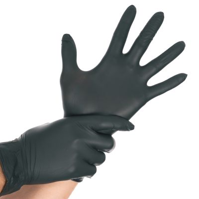Nitrilhandschuhe Allfood Safe, schwarz, puderfrei Karton mit 10 Päckchen á 250 Stück