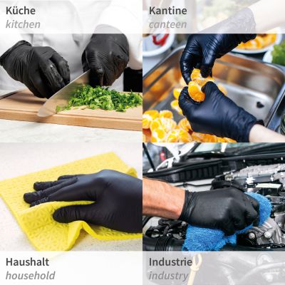 Nitrilhandschuhe Allfood Safe, schwarz, puderfrei Karton mit 10 Päckchen á 250 Stück