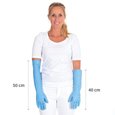 Nitrilhandschuhe Extra Safe Superlong 50 cm, puderfrei - Karton mit 10 Päckchen á 50 Stück