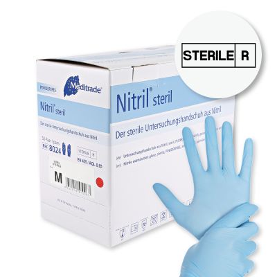 Meditrade Nitril® steril Untersuchungshandschuhe, puderfrei - Karton mit 4 x 50 Paar