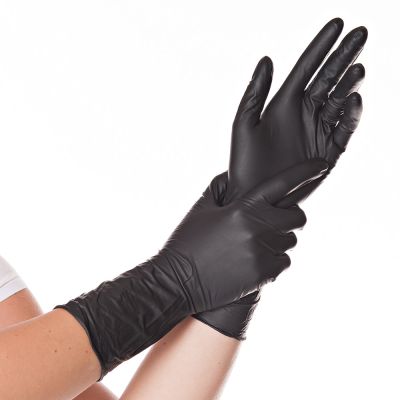 Nitrilhandschuhe Safe Long 30 cm, schwarz, puderfrei - Karton mit 10 Päckchen á 100 Stück