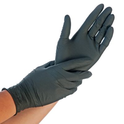 Nitrilhandschuhe Extra Safe, schwarz, puderfrei - Karton mit 10 Päckchen á 100 Stück
