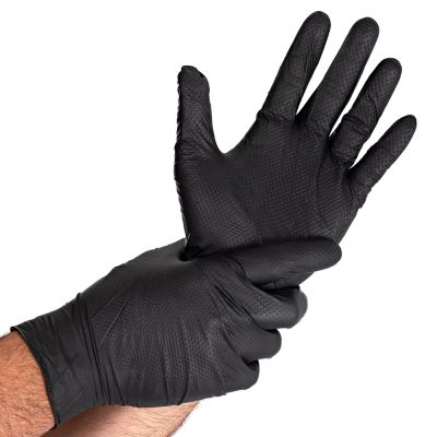 Nitrilhandschuhe Diamond Grip,schwarz, puderfrei - Karton mit 10 x 50 Stück