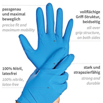 Nitrilhandschuhe Power Grip Light, puderfrei - Karton mit 10 Päckchen á 100 Stück