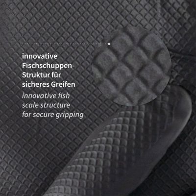 Nitrilhandschuhe Power Grip Long, schwarz, puderfrei - Karton mit 10 Päckchen á 50 Stück