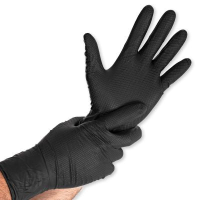 Nitrilhandschuhe Power Grip Long "Extra", 30 cm, schwarz, puderfrei - Karton mit 10 Päckchen á 50 Stück