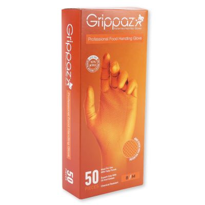 Nitrilhandschuhe Power Grip Long "Extra" 30 cm, orange, puderfrei - Karton mit 10 Päckchen á 50 Stück
