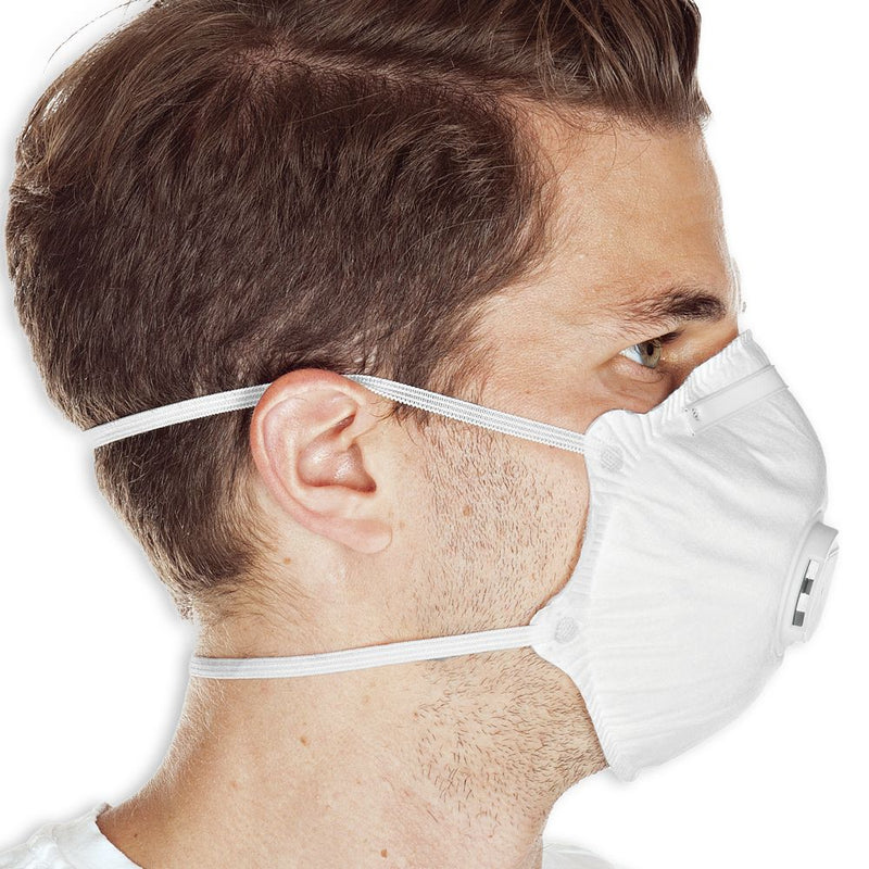 Atemschutzmasken FFP1 NR mit Ventil, weiß, vorgeformt | PP - VE mit 100 Masken