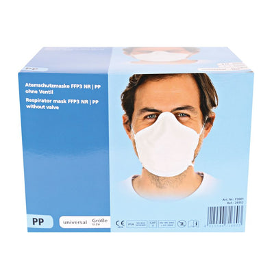 Atemschutzmasken FFP3 NR, weiß, vorgeformt | PP - VE mit 100 Masken