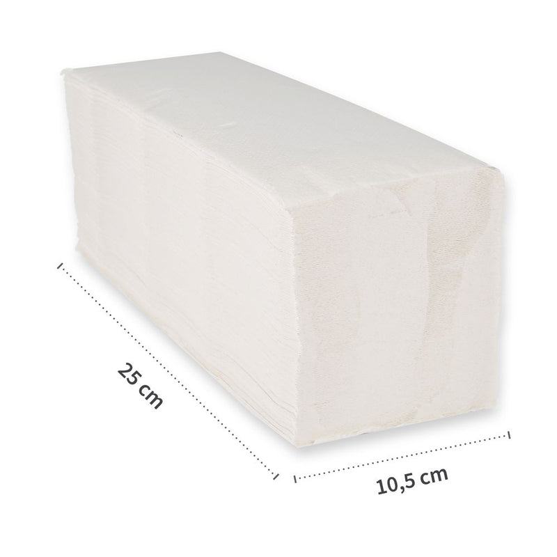 Papierhandtücher, 2-lagig, verschiedene Farben | Zellulose, V/ZZ-Falzung - Karton mit 2700 bzw. 3700 Stück (Farbe weiß) oder 4000 Stück (Farbe grün)