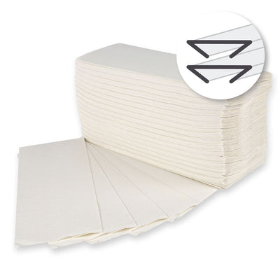 Papierhandtücher, 2-lagig, weiß | Zellulose, C-Falzung - Karton mit 2880 Stück (20 x 144 Stück)