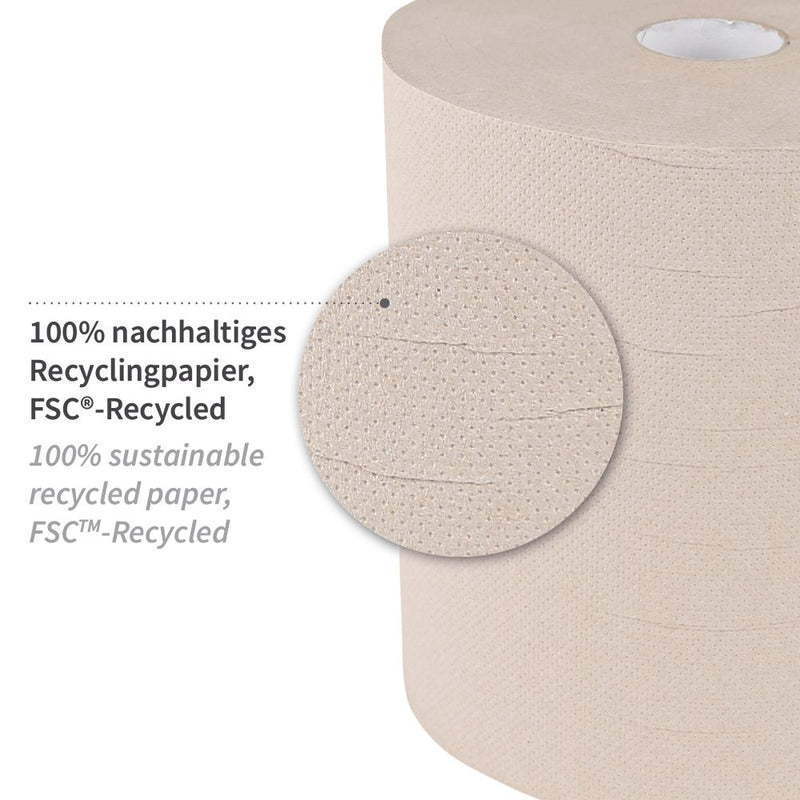 Bio Papierhandtuchrollen, 3-lagig, braun | Recyclingpapier, Außenabwicklung, FSC®-Recycled - Karton mit 6 Stück