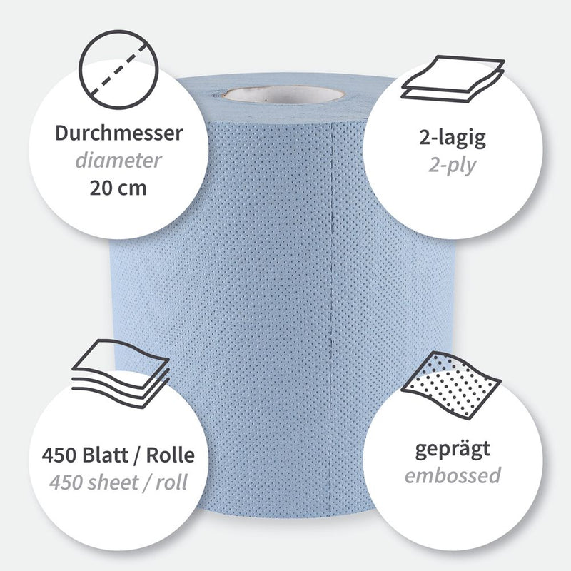 Papierhandtuchrollen, 2-lagig, verschiedene Farben | Recyclingpapier, Innenabwicklung - Karton mit 6 Stück