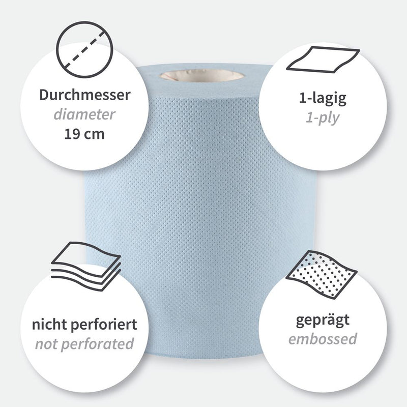 Papierhandtuchrollen, 1-lagig, verschiedene Farben | Recyclingpapier, Innenabwicklung - Karton mit 6 bzw. 12 Stück