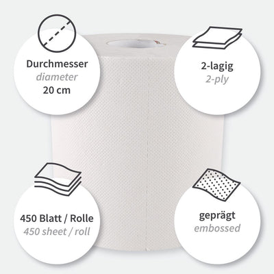 Papierhandtuchrollen, 2-lagig, verschiedene Farben | Recyclingpapier, Innenabwicklung - Karton mit 6 Stück