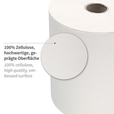 Papierhandtuchrollen, 3-lagig, weiß | Zellulose, Außenabwicklung - Karton mit 6 Stück