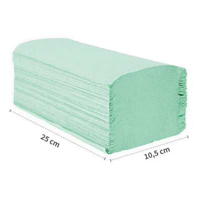 Papierhandtücher, 2-lagig, verschiedene Farben | Zellulose, V/ZZ-Falzung - Karton mit 2700 bzw. 3700 Stück (Farbe weiß) oder 4000 Stück (Farbe grün)