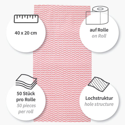 Spültücher | Viskose/Polyester, Rolle, verschiedene Farben - 12 x 1 Rolle (12 x 50 Blatt)