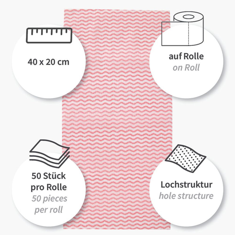 Spültücher | Viskose/Polyester, Rolle, verschiedene Farben - 12 x 1 Rolle (12 x 50 Blatt)