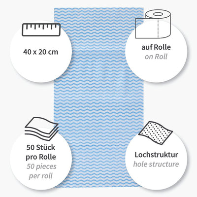 Spültücher | Viskose/Polyester, Rolle, verschiedene Farben - 12 x 1 Rolle (12 x 50 Blatt)