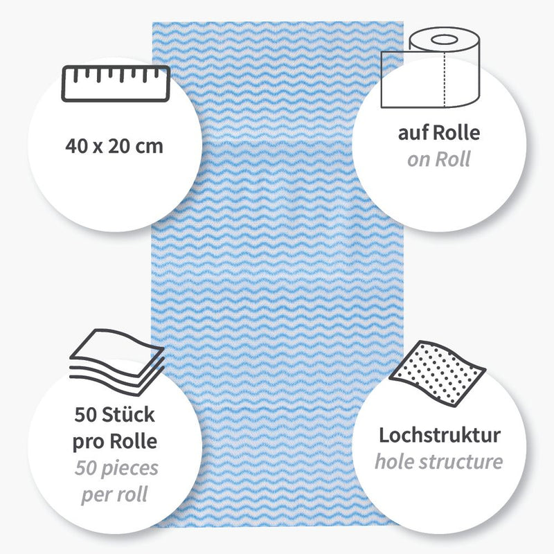 Spültücher | Viskose/Polyester, Rolle, verschiedene Farben - 12 x 1 Rolle (12 x 50 Blatt)