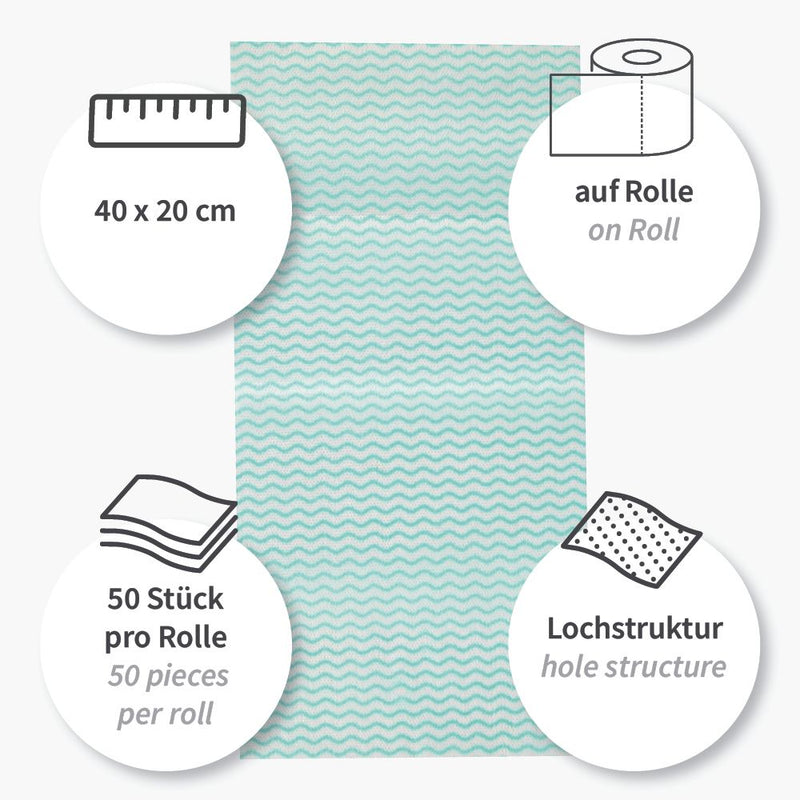 Spültücher | Viskose/Polyester, Rolle, verschiedene Farben - 12 x 1 Rolle (12 x 50 Blatt)