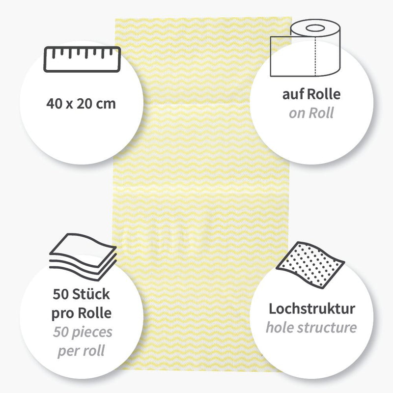 Spültücher | Viskose/Polyester, Rolle, verschiedene Farben - 12 x 1 Rolle (12 x 50 Blatt)
