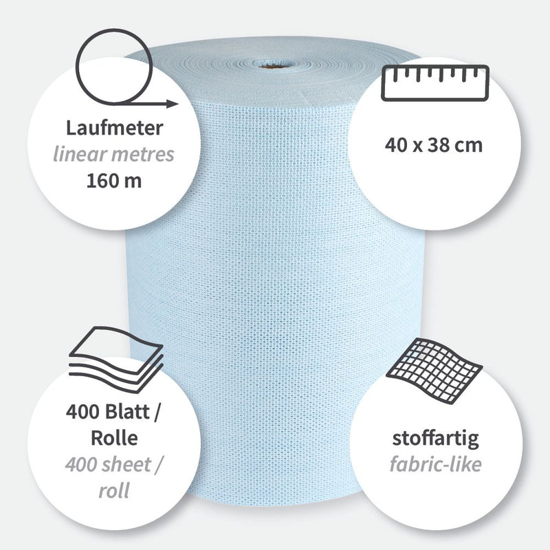 Reinigungstücher Eco | Viskose/Polyester, Rolle, verschiedene Farben - Karton mit 1 Rolle (1 x 400 Blatt)