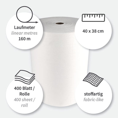 Reinigungstücher Eco | Viskose/Polyester, Rolle, verschiedene Farben - Karton mit 1 Rolle (1 x 400 Blatt)