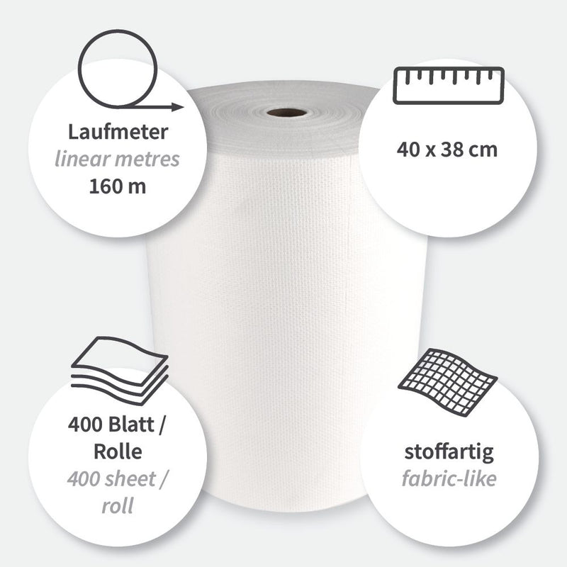 Reinigungstücher Eco | Viskose/Polyester, Rolle, verschiedene Farben - Karton mit 1 Rolle (1 x 400 Blatt)