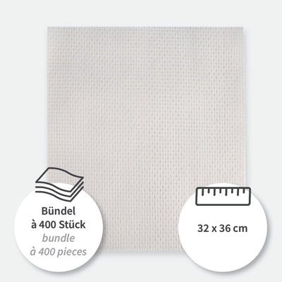 Reinigungstücher | Viskose, gelegt, weiß - Karton mit 400 Stück (1 x 400 Stück)