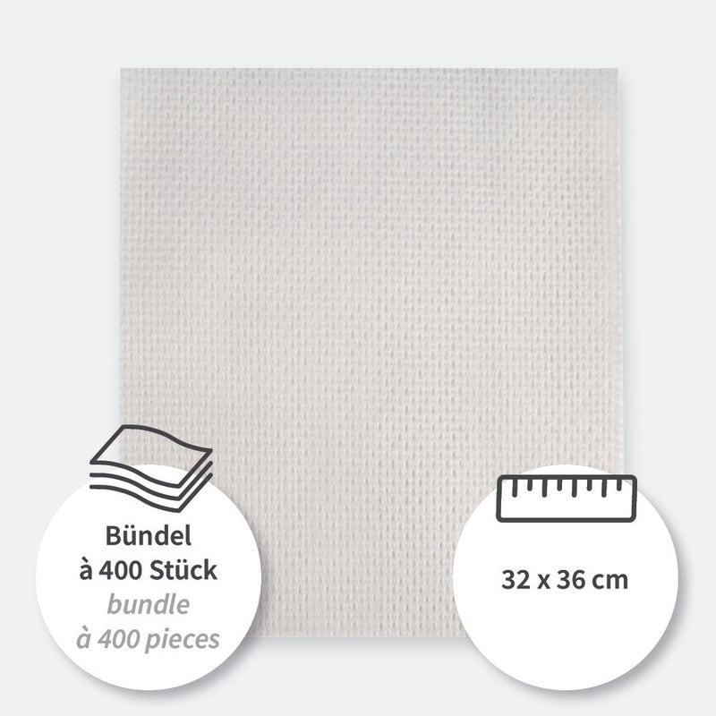 Reinigungstücher | Viskose, gelegt, weiß - Karton mit 400 Stück (1 x 400 Stück)