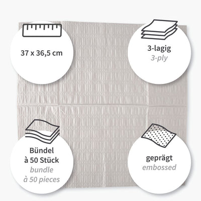 Reinigungstücher, 3-lagig | Recyclingpapier, gelegt, natur - Karton mit 1000 Stück (20 x 50 Stück)