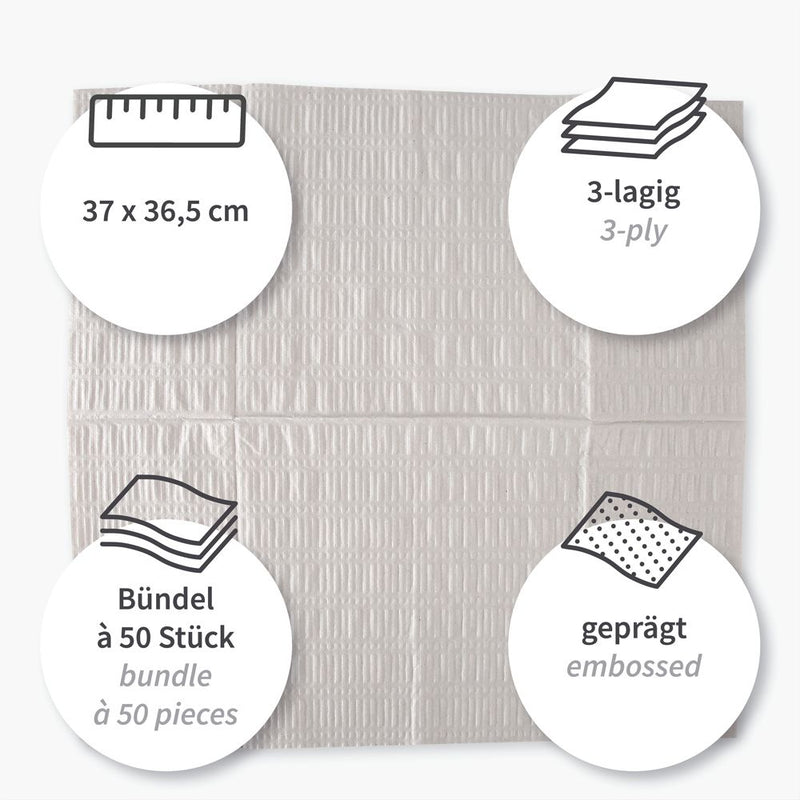Reinigungstücher, 3-lagig | Recyclingpapier, gelegt, natur - Karton mit 1000 Stück (20 x 50 Stück)