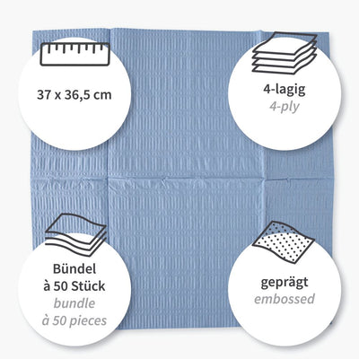 Reinigungstücher, 4-lagig | Recyclingpapier, gelegt, blau - Karton mit 800 Stück (16 x 50 Stück)