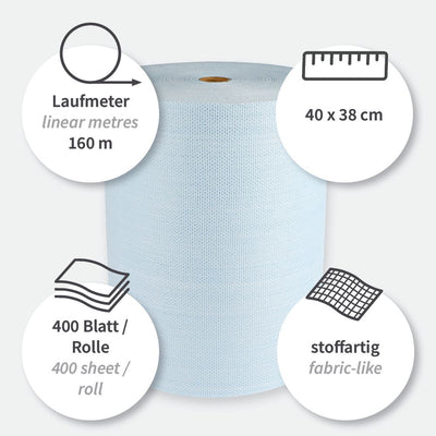 Reinigungstücher | Viskose, Rolle, verschiedene Farben - Karton mit 1 Rolle (1 x 400 Blatt)
