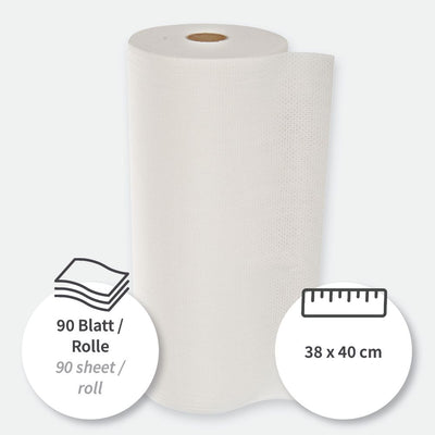 Reinigungstücher | Viskose, Kleinrolle, verschiedene Farben - Karton mit 4 x 1 Rolle (4 x 90 Blatt)