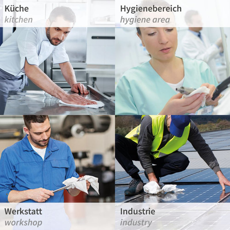 Reinigungstücher | Viskose, Rolle (Made in Germany), verschiedene Farben - Karton mit 1 Rolle (1 x 400 Blatt)