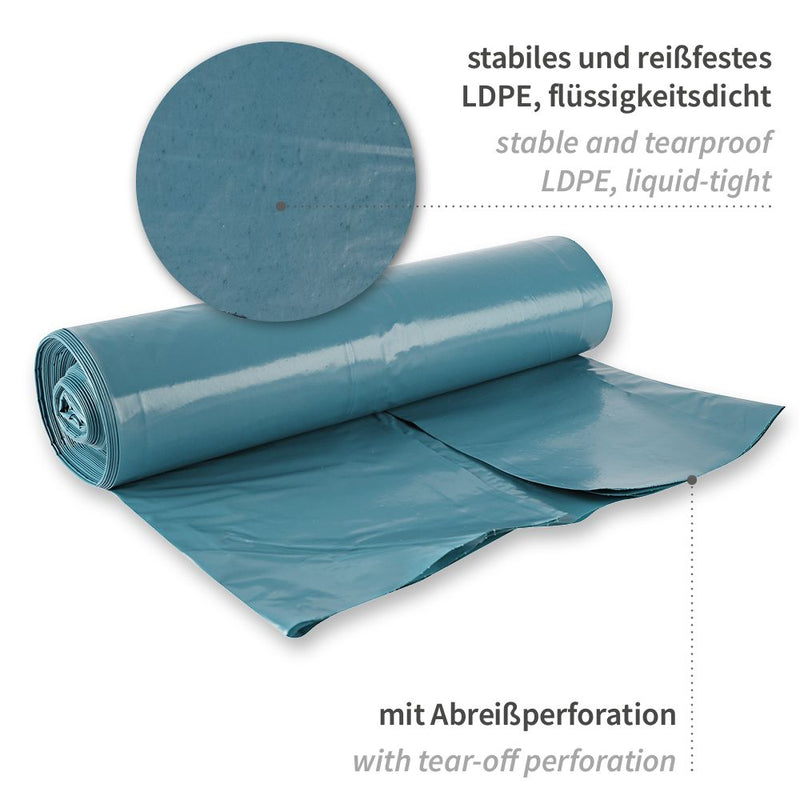 Müllsäcke Light, 240 l - 40 my | LDPE, Rolle, verschiedene Farben - Karton mit 9 x 10 Stück (90 Stück)