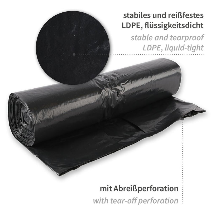 Müllsäcke Light, 240 l - 40 my | LDPE, Rolle, verschiedene Farben - Karton mit 9 x 10 Stück (90 Stück)
