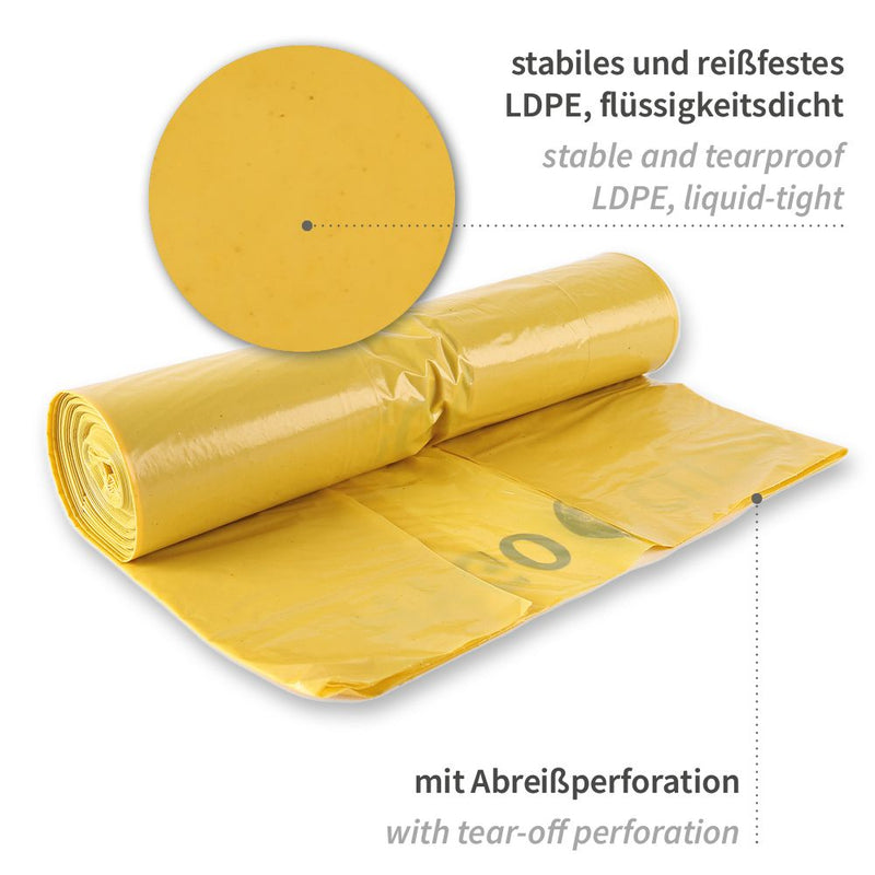 Müllsäcke Light, 240 l - 40 my | LDPE, Rolle, verschiedene Farben - Karton mit 9 x 10 Stück (90 Stück)