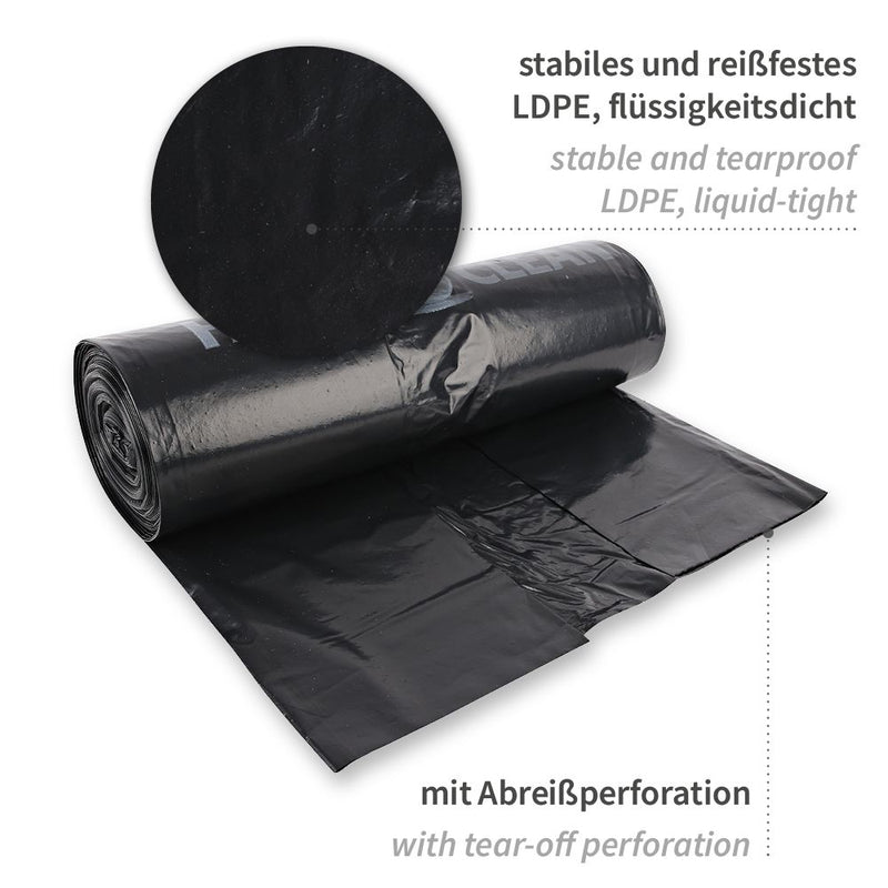 Müllsäcke, 160 l - 60 my | LDPE, Rolle, verschiedene Farben - Karton mit 10 x 25 Stück (250 Stück)