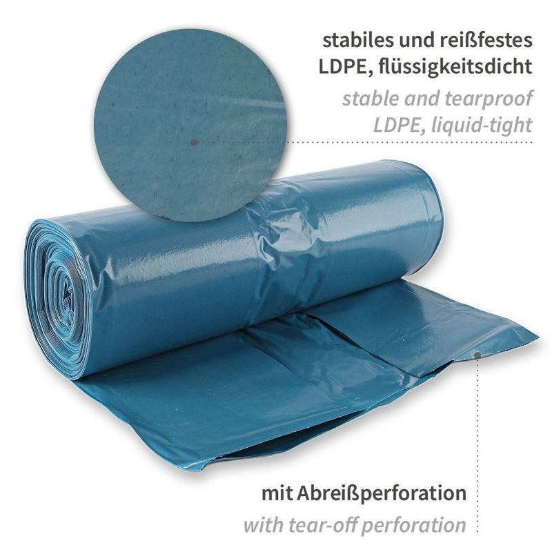 Müllsäcke, 160 l - 60 my | LDPE, Rolle, verschiedene Farben - Karton mit 10 x 25 Stück (250 Stück)