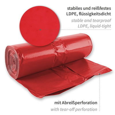 Müllsäcke, 160 l - 60 my | LDPE, Rolle, verschiedene Farben - Karton mit 10 x 25 Stück (250 Stück)