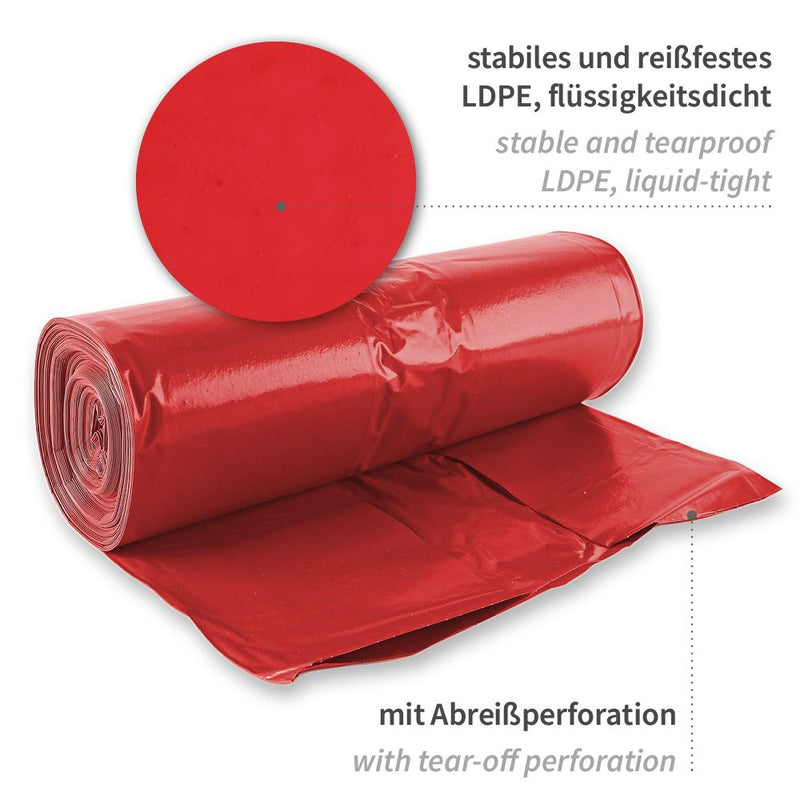 Müllsäcke, 160 l - 60 my | LDPE, Rolle, verschiedene Farben - Karton mit 10 x 25 Stück (250 Stück)