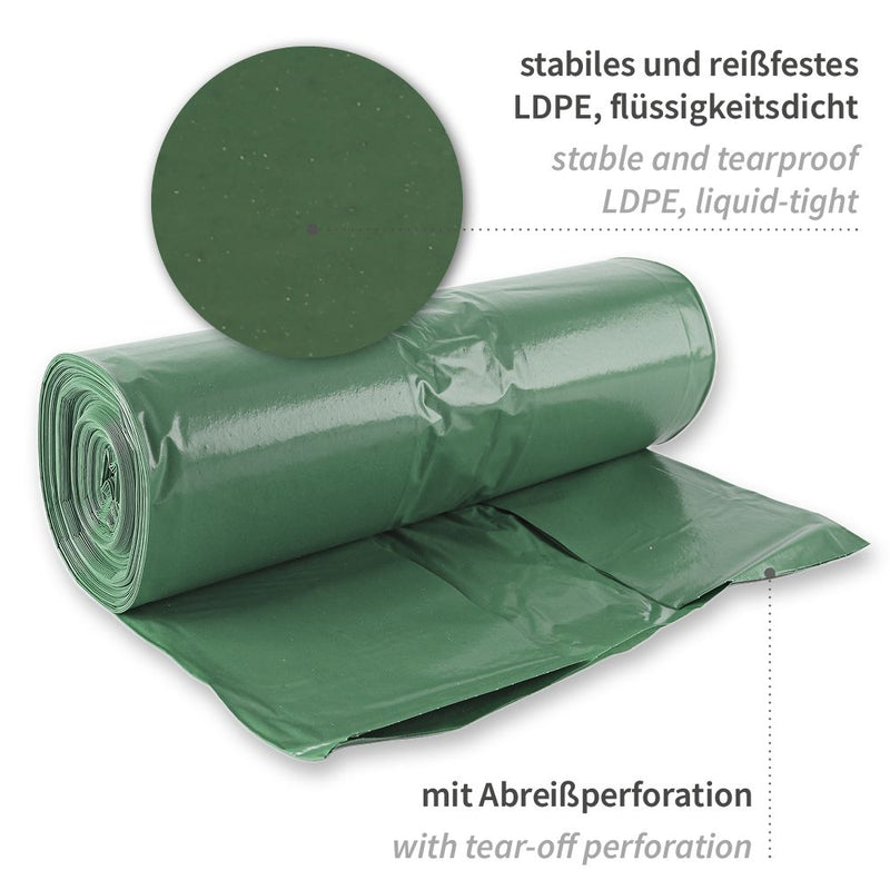 Müllsäcke, 160 l - 60 my | LDPE, Rolle, verschiedene Farben - Karton mit 10 x 25 Stück (250 Stück)