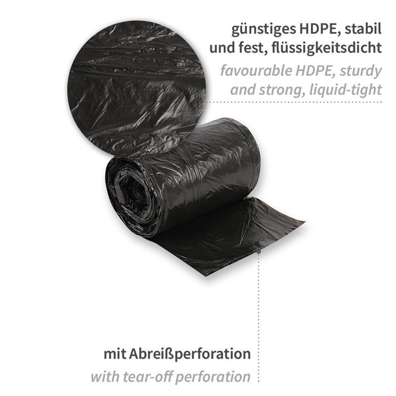 Müllbeutel Light, 5 l - 9 my  | HDPE, Rolle, verschiedene Farben - Karton mit 50 x 50 Stück (2500 Stück)