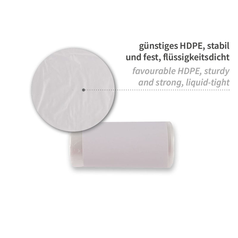 Müllbeutel Light, 5 l - 9 my  | HDPE, Rolle, verschiedene Farben - Karton mit 50 x 50 Stück (2500 Stück)