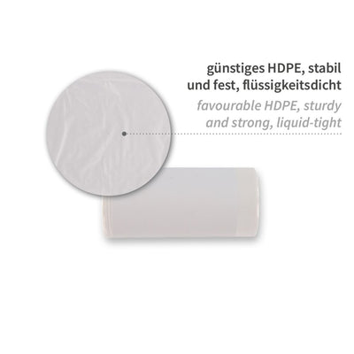 Müllbeutel für Kosmetikeimer, 10 l - 11 my | HDPE, Rolle, verschiedene Farben - Karton mit 48 x 40 Stück (1920 Stück)